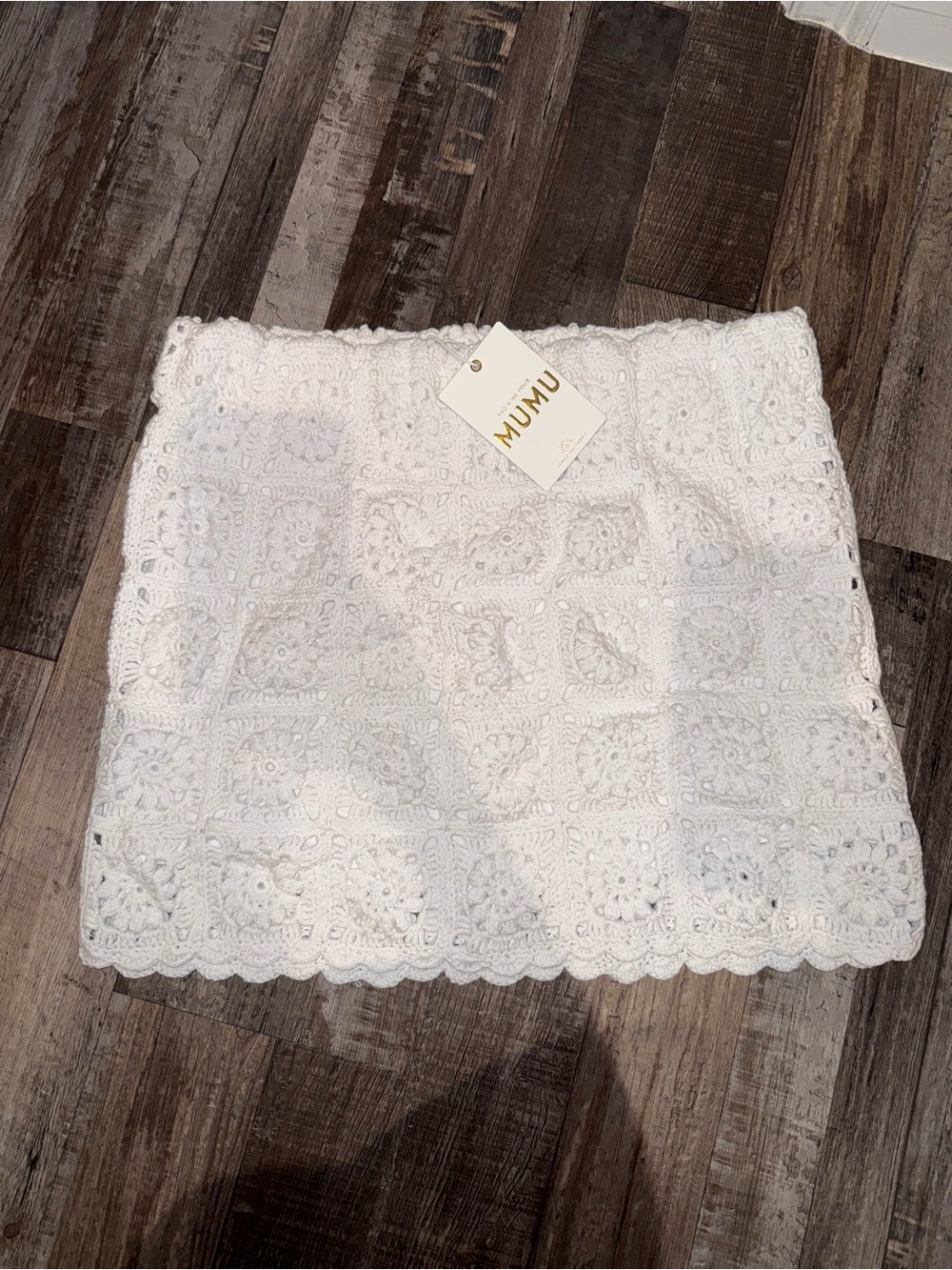 Show Me Your MuMu White Daisy Crochet Mini Skirt